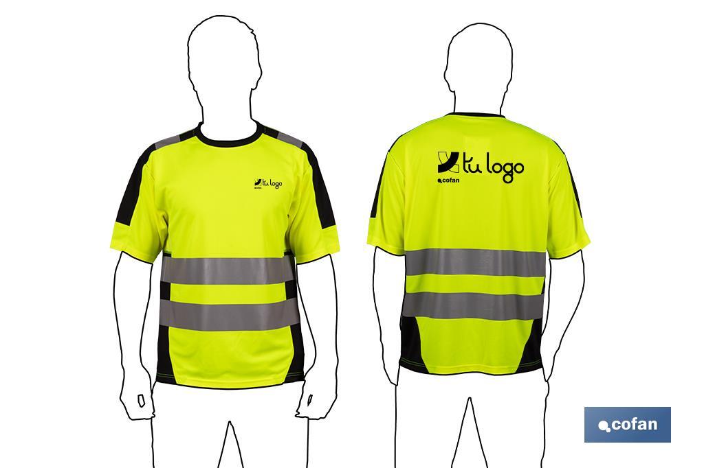 High visibility T-shirt | Available sizes from S to XXXL | Yellow and black - Cofan